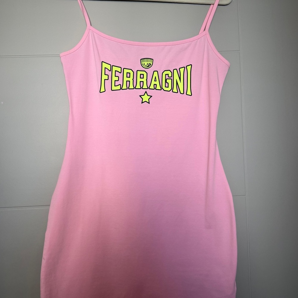Chiara Ferragni Pink Chemise with Yellow Accents